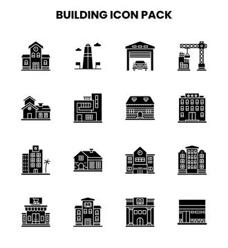 Building Glyph UI Icons Pack Ilustración de archivo