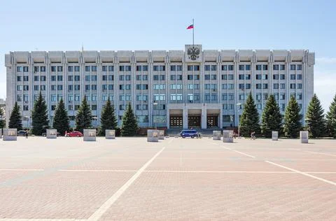 The building of the government of the Samara region, the area of Glory Stock Photos