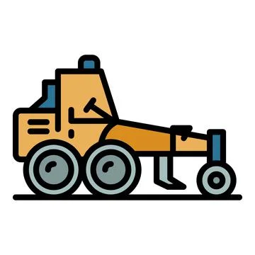 Building grader machine icon color outline vector Stock Illustration