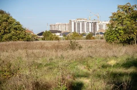 A building with a grassy field Stock Photos