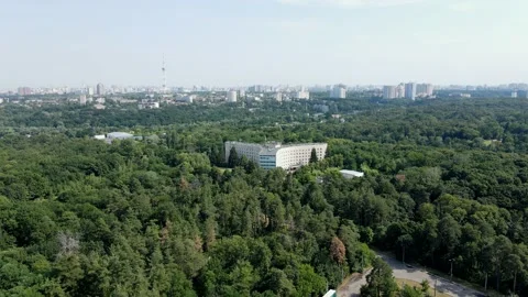 Building in green forest. Dron shot Stock Footage 224710489