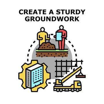 Building groundwork creating foundation for construction process 스톡 일러스트