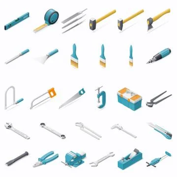 Building hand tools icon set Stock Illustration