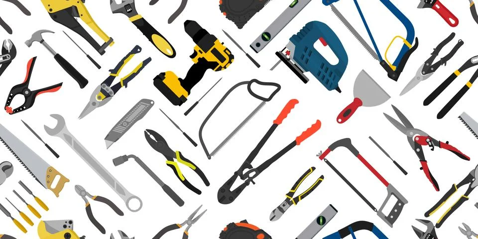 Building hand tools seamless pattern Ilustración de archivo