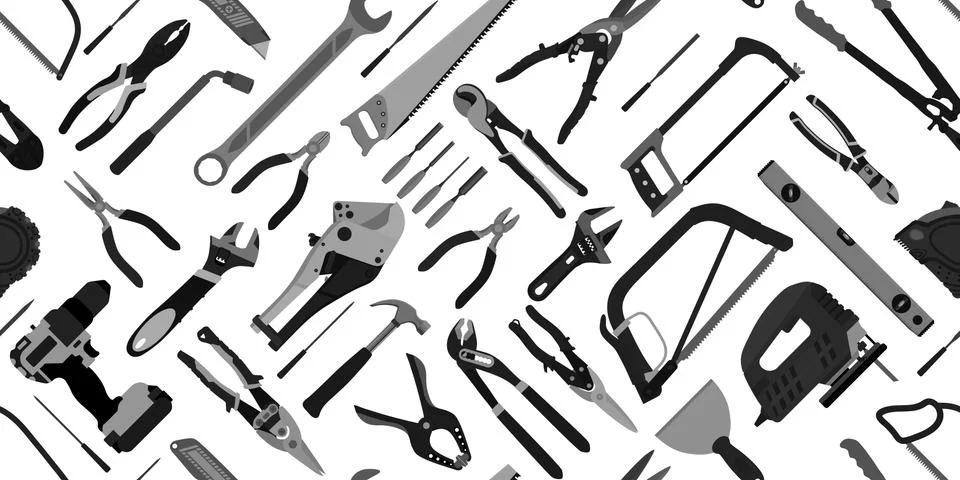 Building hand tools seamless pattern Ilustración de archivo