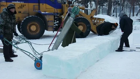 Building Harbin Ice-Lantern Show Stockbeeldmateriaal 85229596