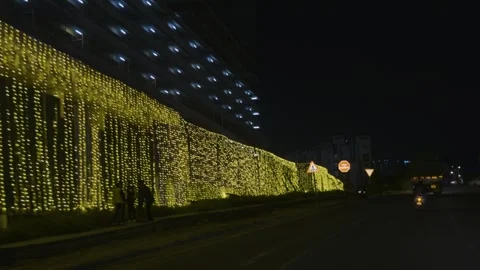 Building has decorated with lights Vídeo Stock 249828349