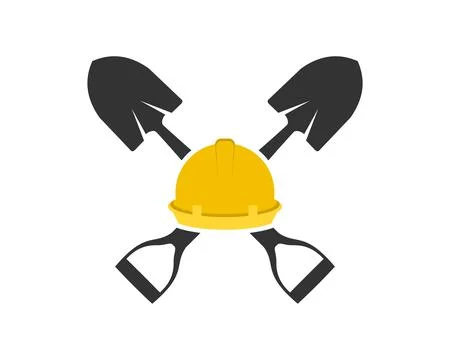 Building hat with shovel on back Ilustración de archivo