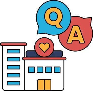 A building with a heart on it and a question mark above it Ilustración de archivo