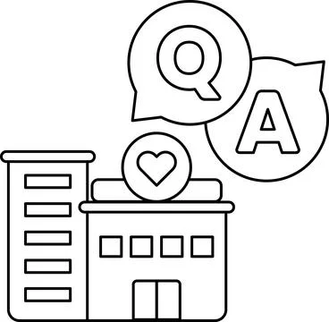 A building with a heart on it and a question mark above it Ilustración de archivo