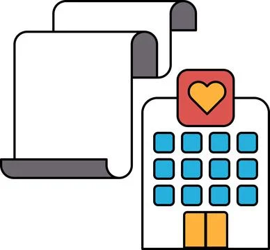 A building with a heart on it and a scroll on the side Stock Illustration