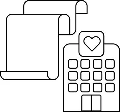 A building with a heart on it and a scroll on the side Stock Illustration