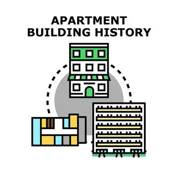 Building history evolving architecture and residential development concept Ilustración de archivo