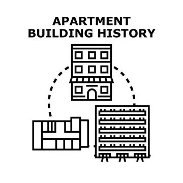 Building history evolving architecture and residential development concept Ilustración de archivo