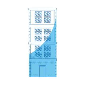 Building home brick construction architecture blue line 스톡 일러스트