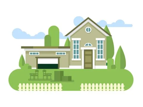 Building home flat Ilustración de archivo