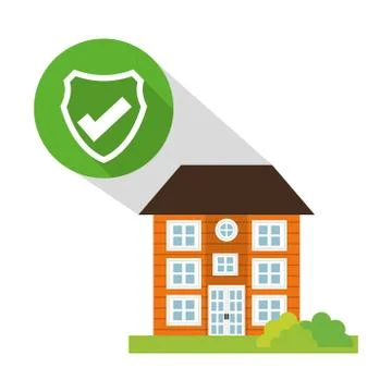 Building home security button shadow Illustrazione stock