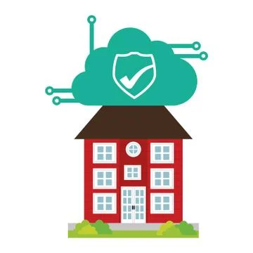 Building home security cloud cyber technology Stock Illustration