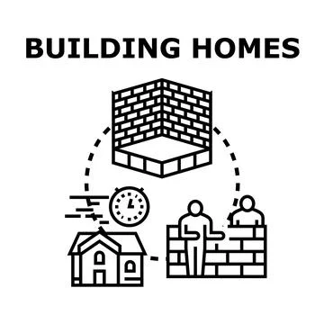 Building homes construction process and real estate development Stock Illustration