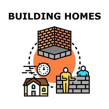 Building homes construction process and real estate development Ilustración de archivo