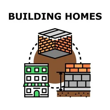 Building homes property development construction process concept Stock Illustration