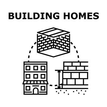 Building homes property development construction process concept Stock Illustration