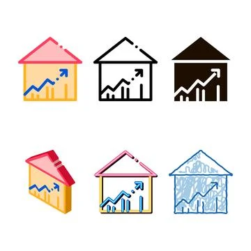 Building house and arrow vector modern thin line icon Stock Illustration