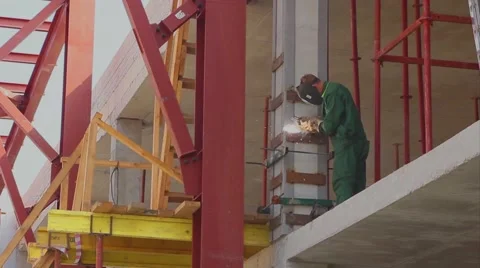 Building House And engineering worker is welding Video stock 40794475