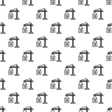 Building house construction crane seamless pattern background Stock Illustration