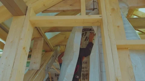 Building a house, construction of a frame house Stock Footage 341976818