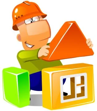 Building a house with construction modules. Stock Illustration
