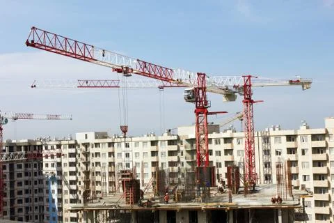 Building house by the crane Stock Photos