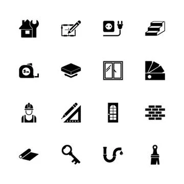 Building House - Flat Vector Icons Ilustración de archivo