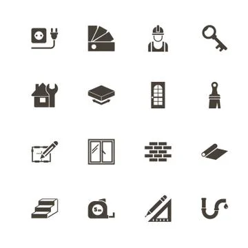 Building House - Flat Vector Icons Ilustración de archivo