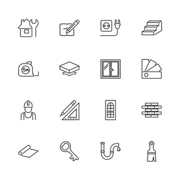 Building House - Flat Vector Icons Ilustración de archivo