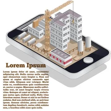 Building a house in the form of a mobile application. Stock Illustration