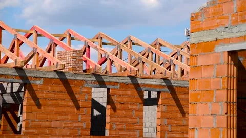 Building a house. The frame of the house Stock-Footage 272298262