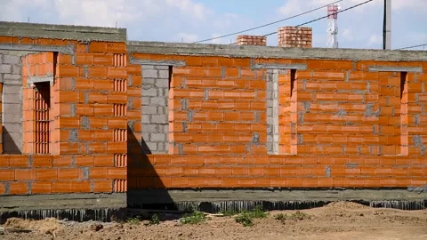 Building a house. The frame of the house Stock Footage 281508311