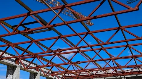 Building a house. The frame of the house Stock Footage 310052699