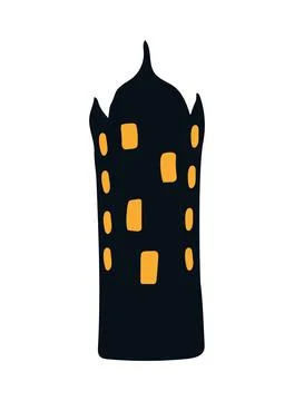Building, house with glowing windows isolated Ilustración de archivo