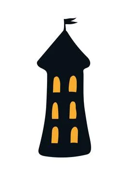 Building, house with glowing windows isolated Ilustración de archivo