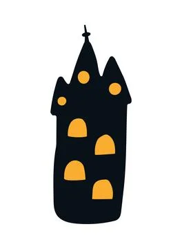 Building, house with glowing windows isolated Ilustración de archivo