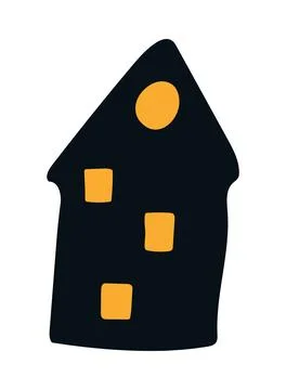 Building, house with glowing windows isolated Ilustración de archivo