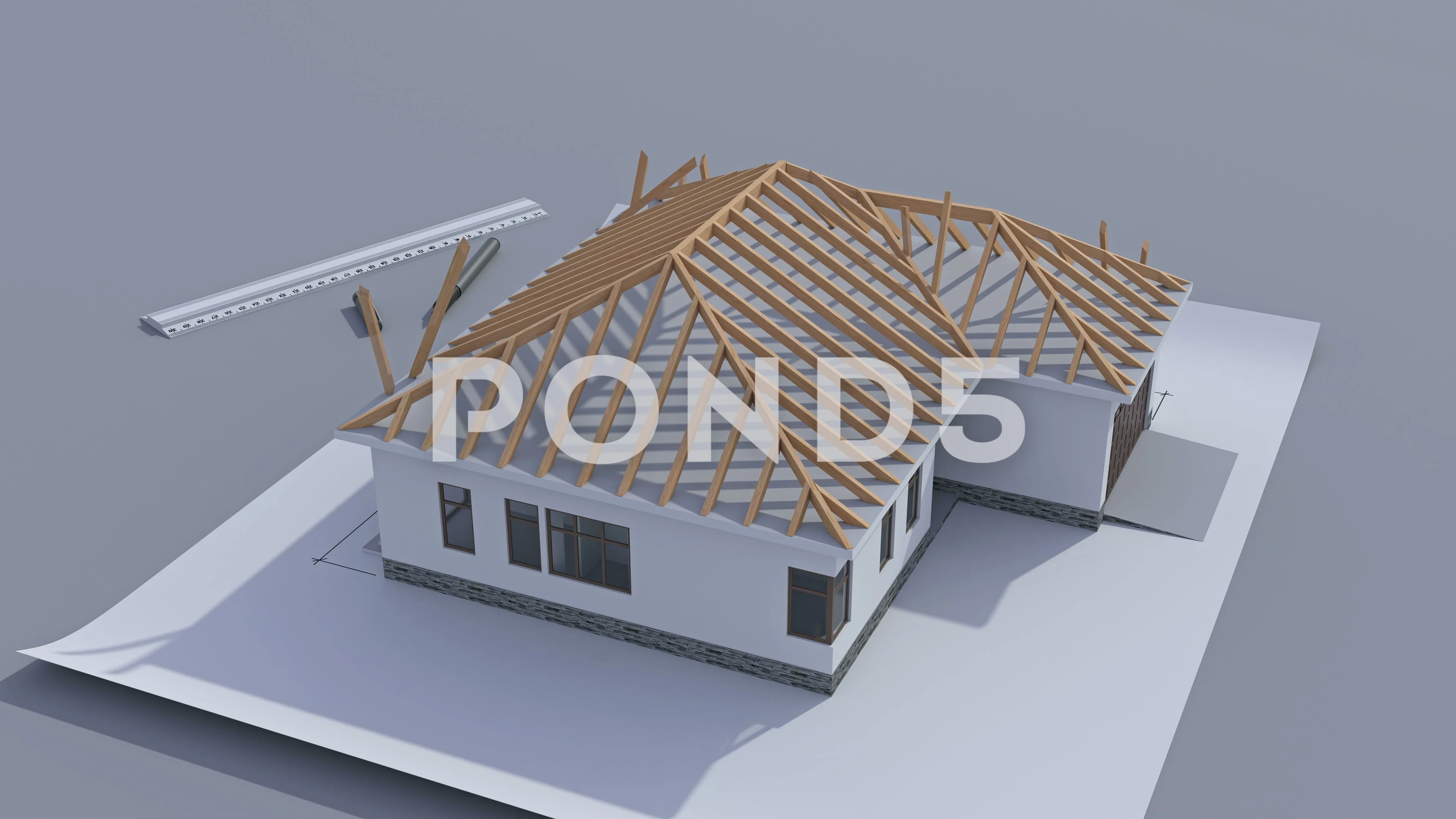 Building a house with a hip roof. 3d ani... | Stock Video | Pond5