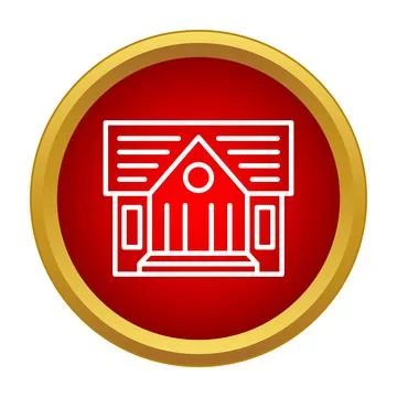 Building house icon on red circle background Ilustración de archivo