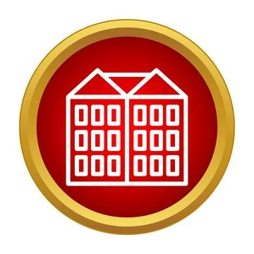 Building house icon in red circle button Stock Illustration