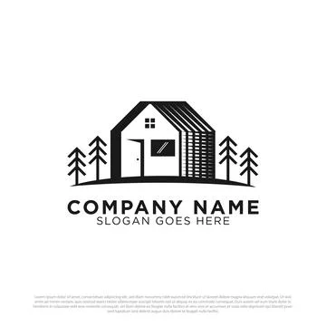 Building House logo vector with rustic or vintage style white backgrounds Ilustración de archivo