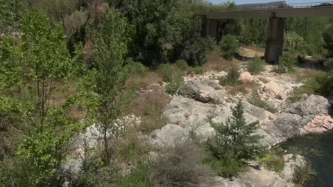 Building house office dam bridge cascade river stream water waterfall Amer Stock Footage 324086483