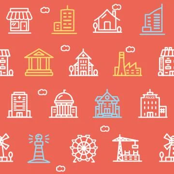 Building House or Home Pattern Background. Vector Illustrazione stock