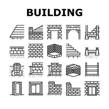 Building house structure icons set vector Ilustración de archivo